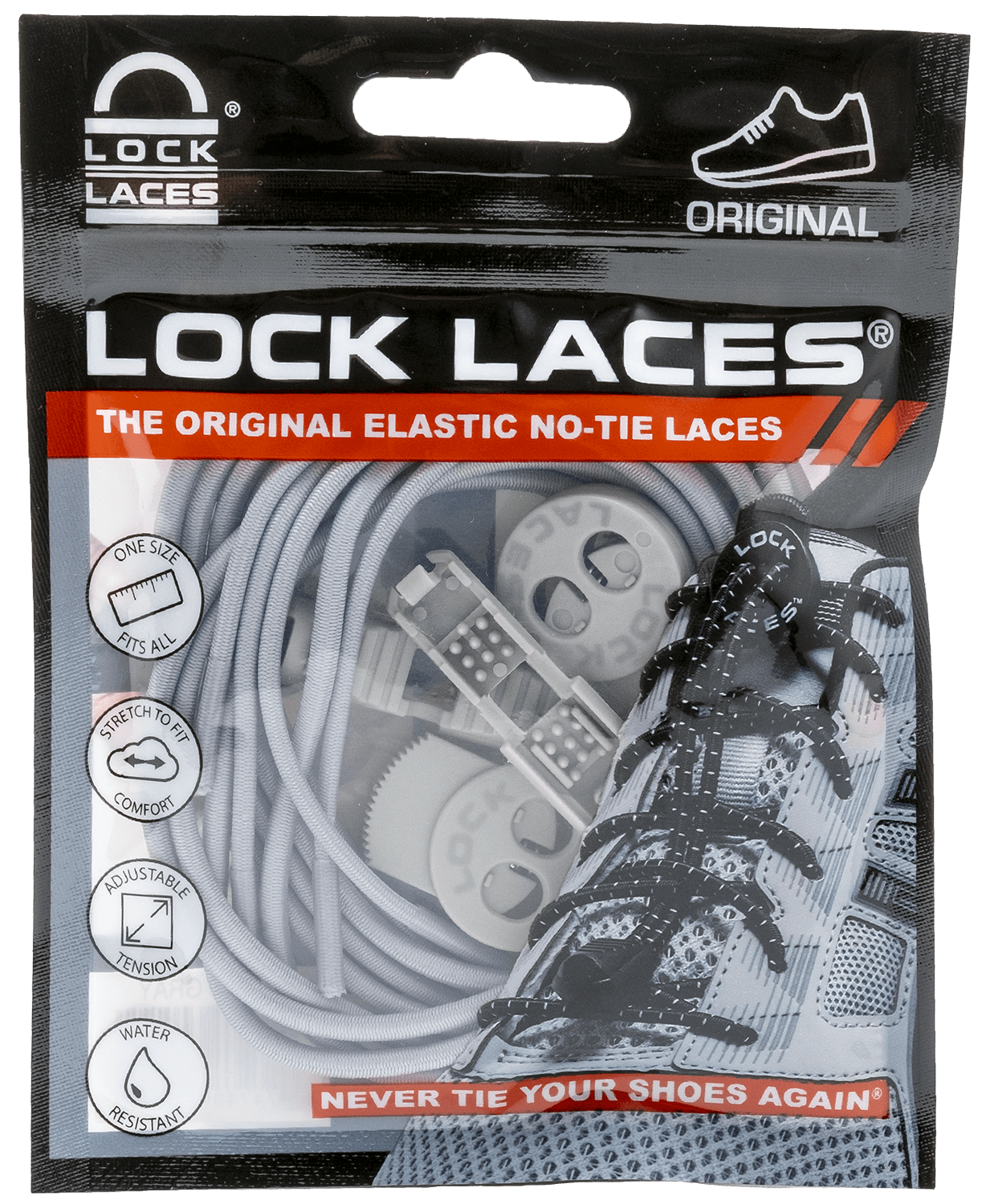 Laces Lock Bracks Shoelace clips, a pair Grey / Lime Keep Your